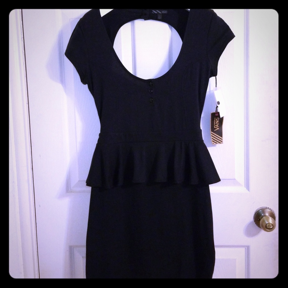 NWT Van's Sexy Black Part Deuce Peplum Dress